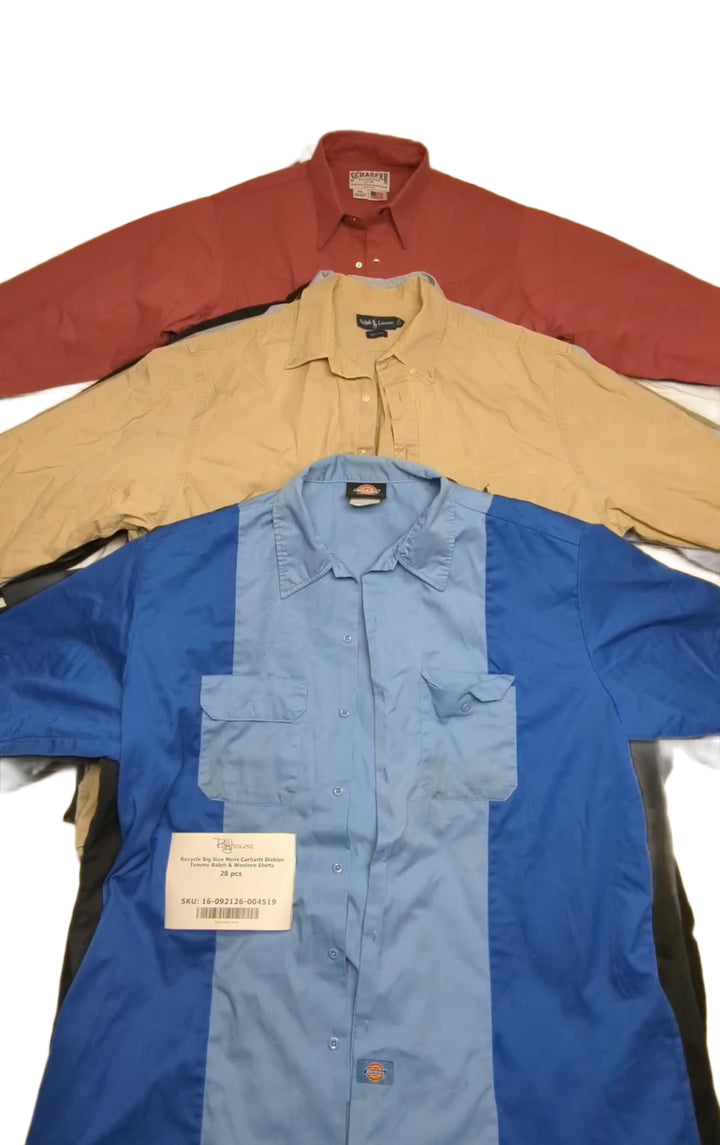 Recycle Big Size Mens Carhartt Dickies Tommy Ralph & Western Shirts 28 pcs