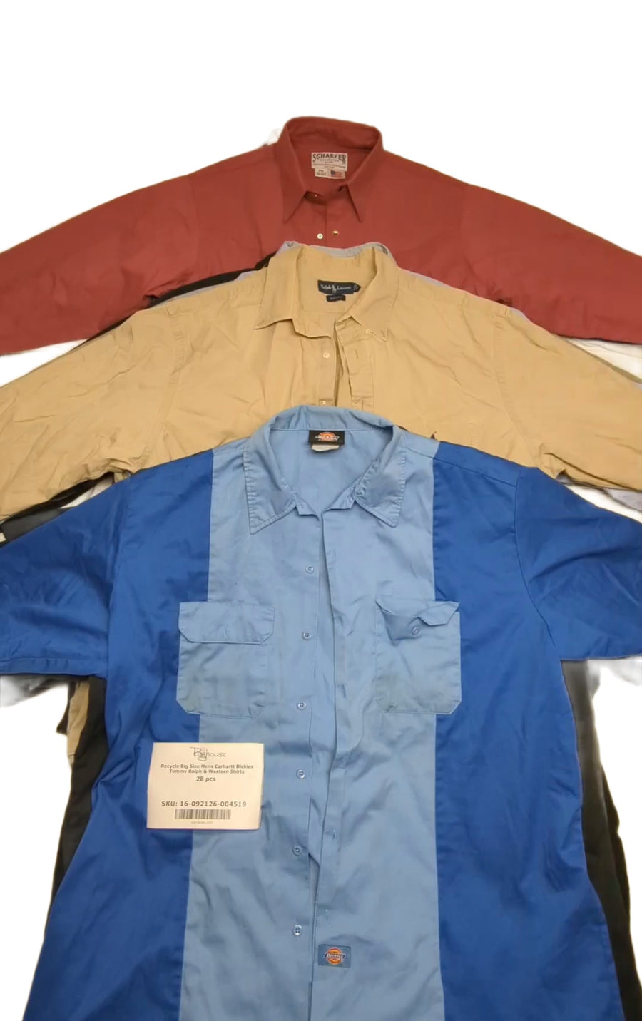 Recycle Big Size Mens Carhartt Dickies Tommy Ralph & Western Shirts 28 pcs