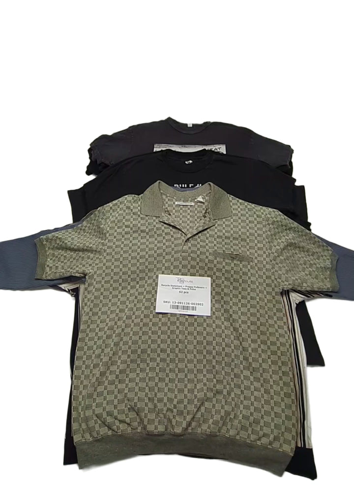 Recycle Statement + Preppy Pullovers + Graphic Tees & Polos 62 pcs