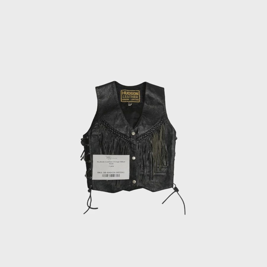 Hudson Leather Fringe Biker Vest 1 pc