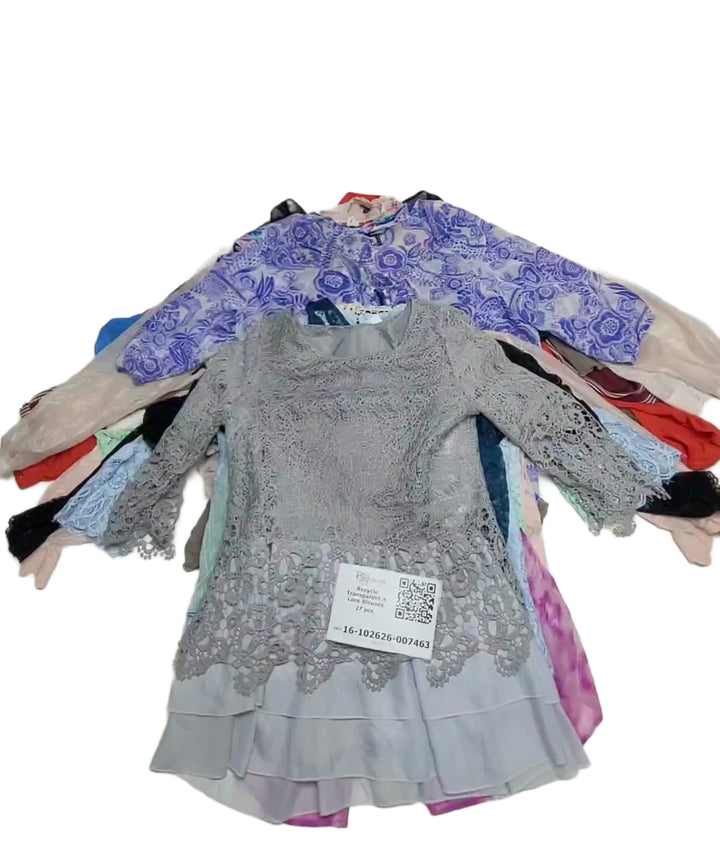 Recycle Transparent + Lace Blouses 27 pcs