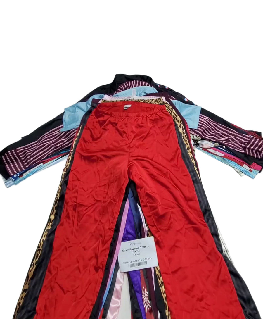 Silky Pajama Tops + Pants 68 pcs