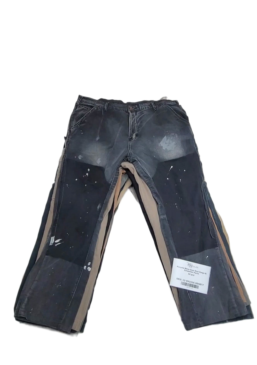Recycle Mens Over Size Cargo & Carpenter Pants 16 pcs