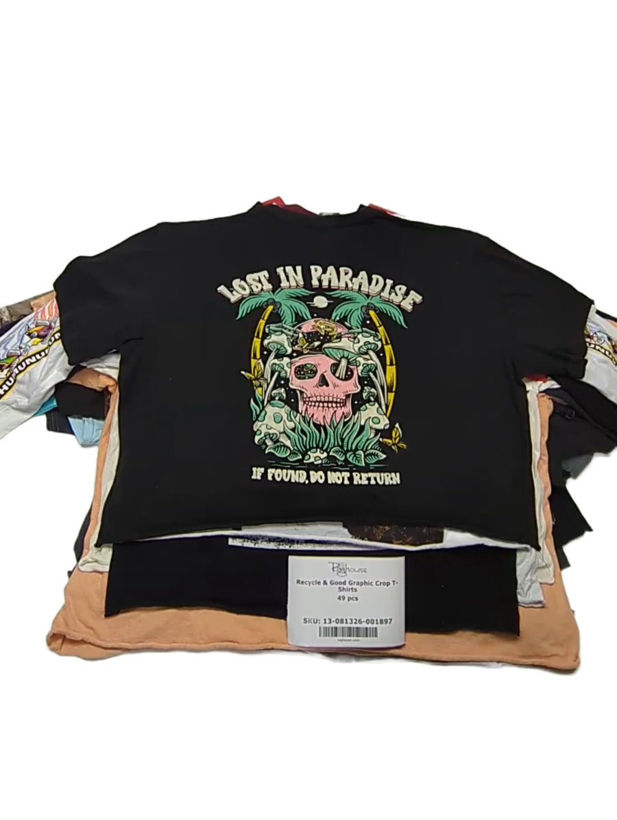 Recycle & Good Graphic Crop T-Shirts 49 pcs