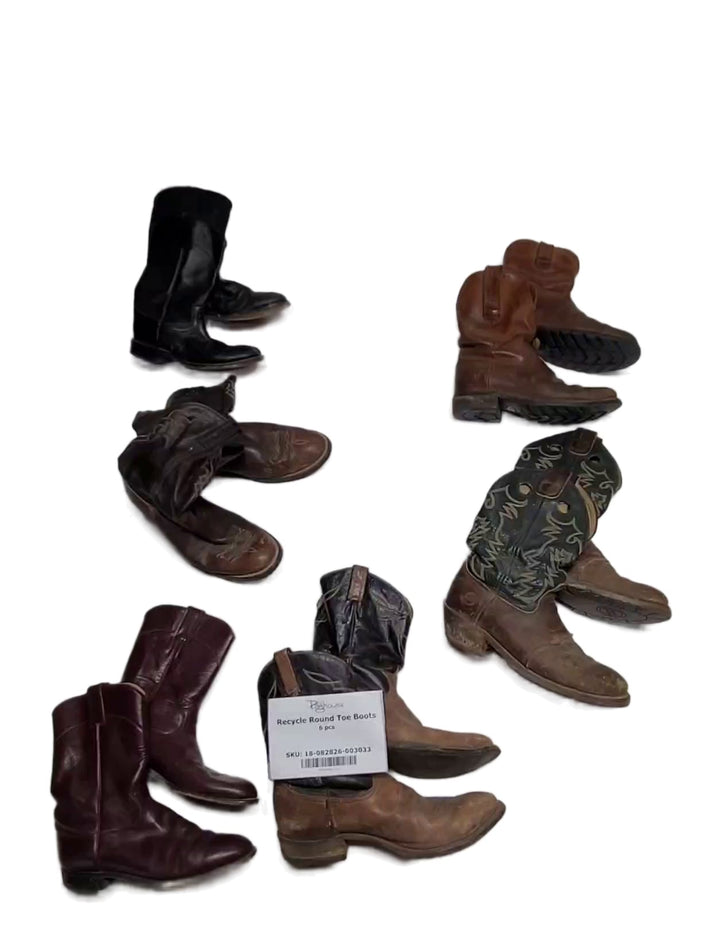 Recycle Round Toe Boots 6 pcs