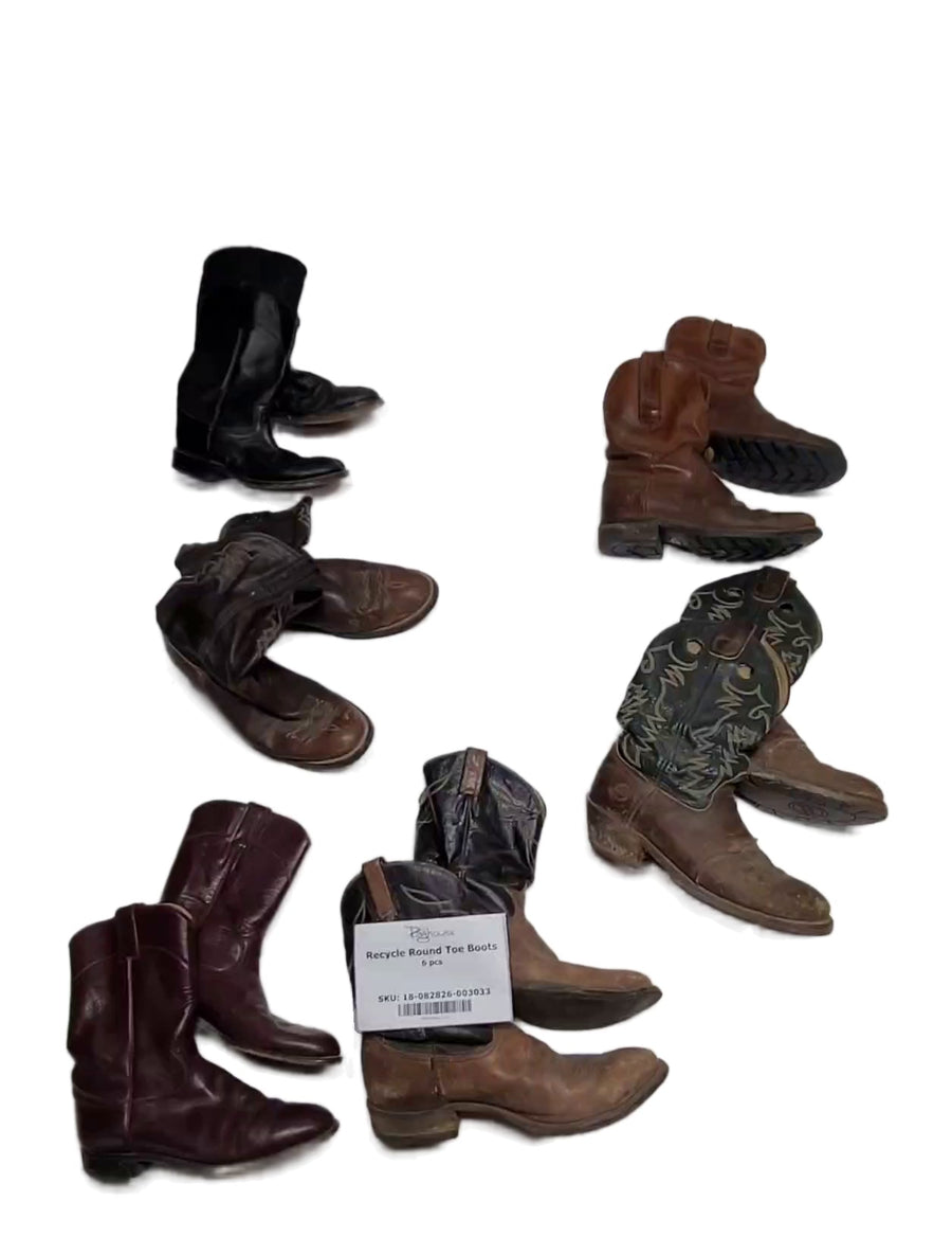Recycle Round Toe Boots 6 pcs
