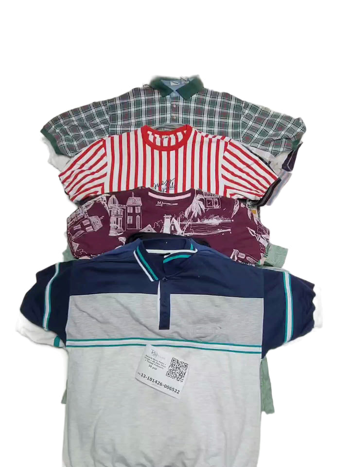 Recycle Mens Polos + Stripe + All Over Print + Preppy Pullovers 50 pcs