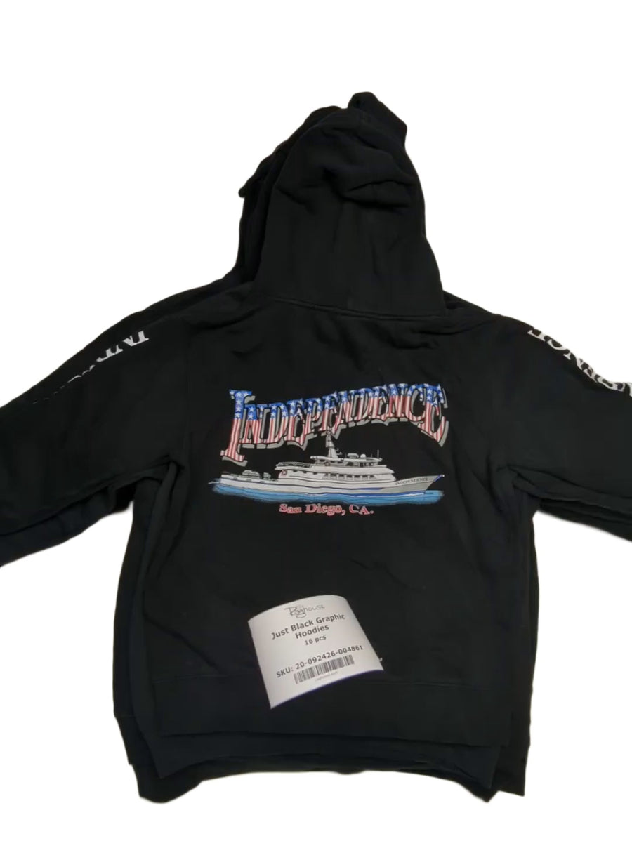 Just Black Graphic Hoodies 16 pcs