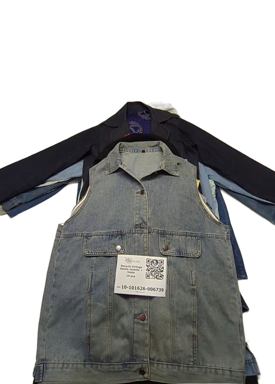Recycle Vintage Denim Jackets + Vests 19 pcs