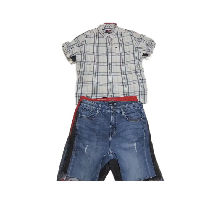 Recycle Mens Denim Shorts + Skater Shirts 27 pcs