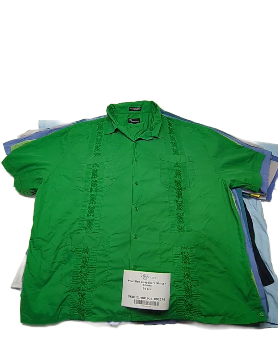 Plus Size Guayabera Shirts + Shorts 26 pcs