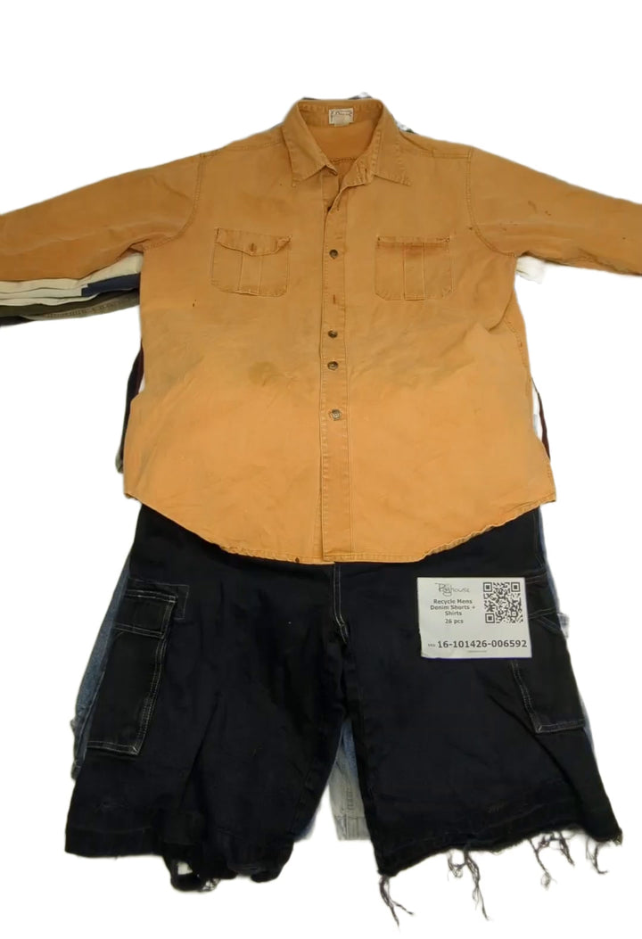 Recycle Mens Denim Shorts + Shirts 26 pcs