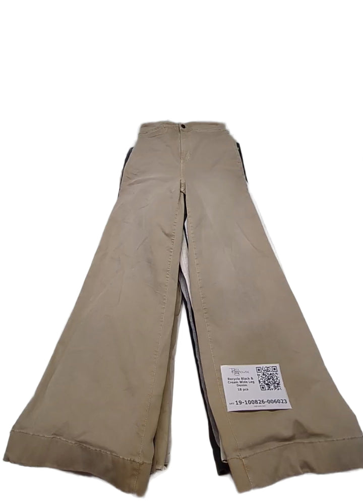 Recycle Black & Cream Wide Leg Denim 18 pcs