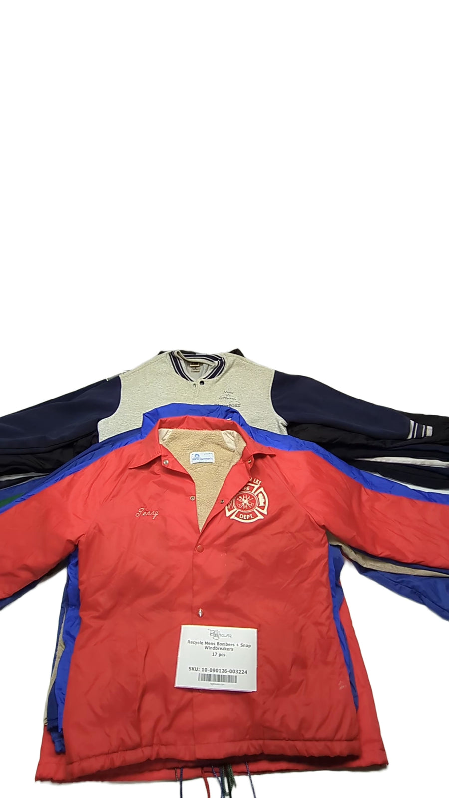 Recycle Mens Bombers + Snap Windbreakers 17 pcs