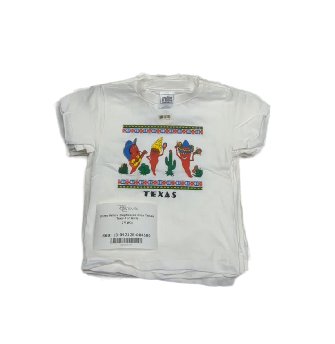 Dirty White Duplicates Kids Texas Tees For Girls 34 pcs
