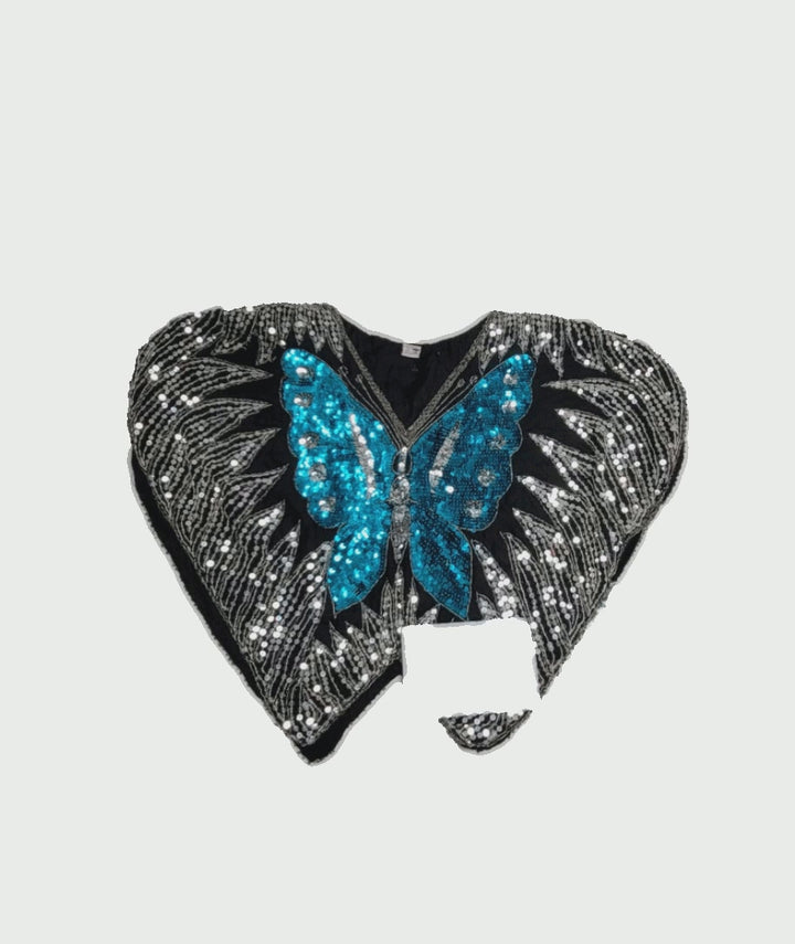 Sequin Silk Butterfly Blouse 1 pc