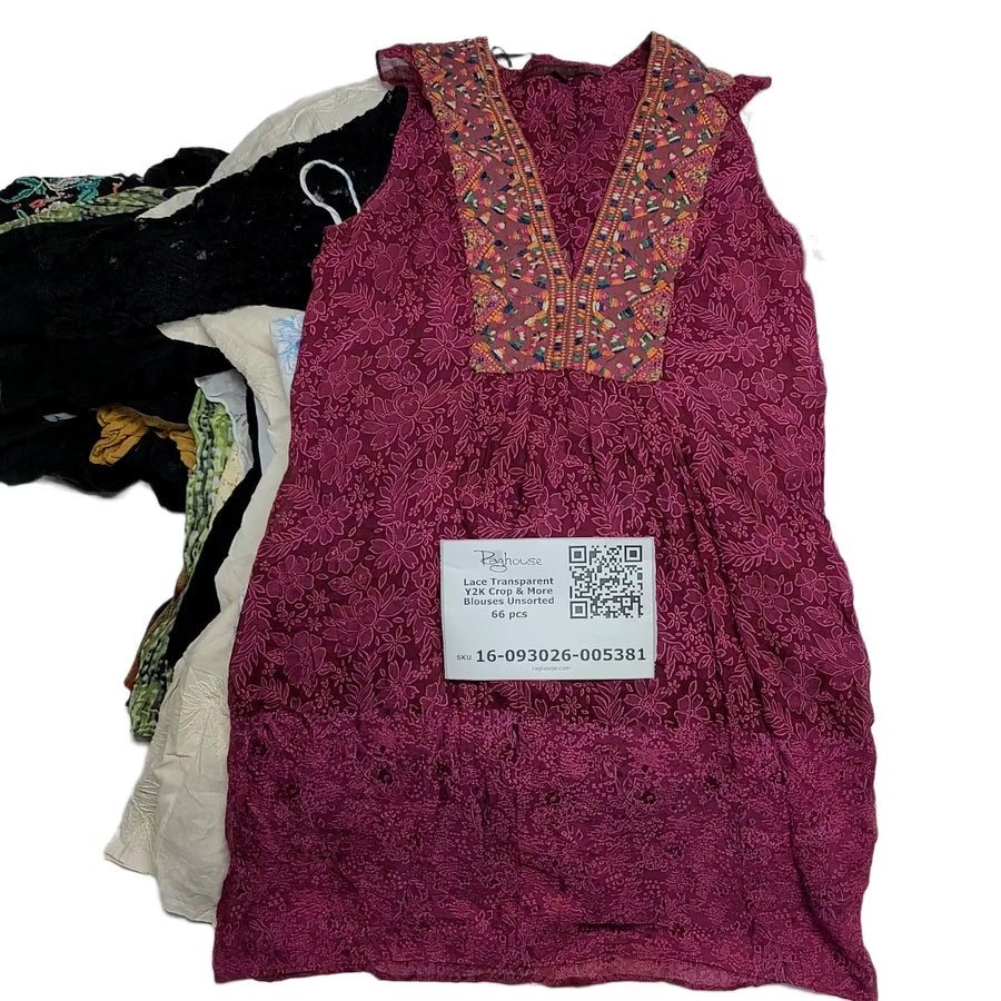 Lace Transparent Y2K Crop & More Blouses Unsorted 66 pcs