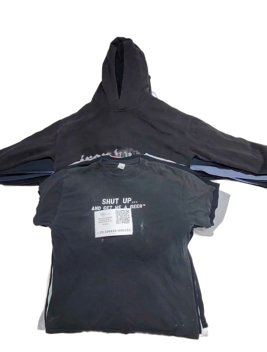 Recycle Graphic Sweatshirts + Statement Tees 34 pcs