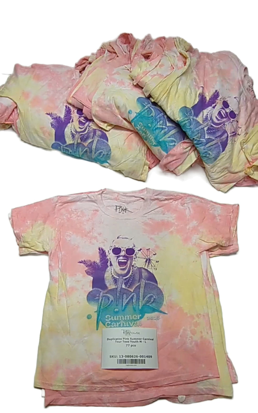 Duplicates Pink Summer Carnival Tour Tees Youth M - L 77 pcs