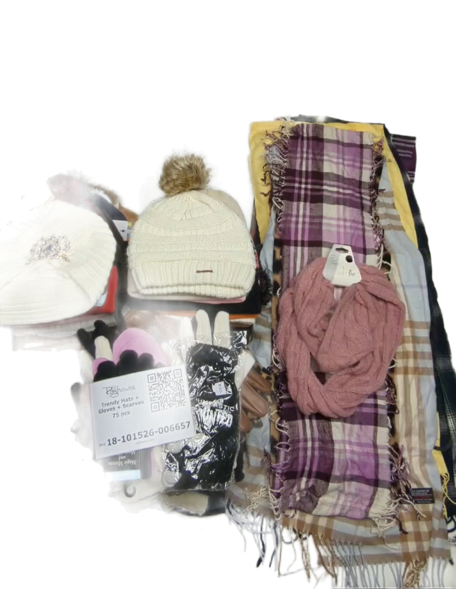 Trendy Hats + Gloves + Scarves 75 pcs