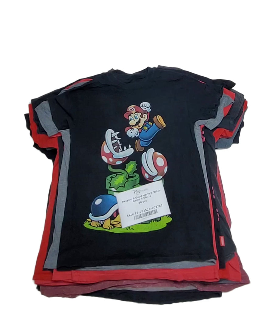 Recycle & Good Mario & Video Game T-Shirts 30 pcs