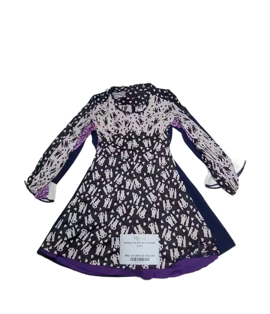Vintage 70s 80s Mini Dresses 3 pcs
