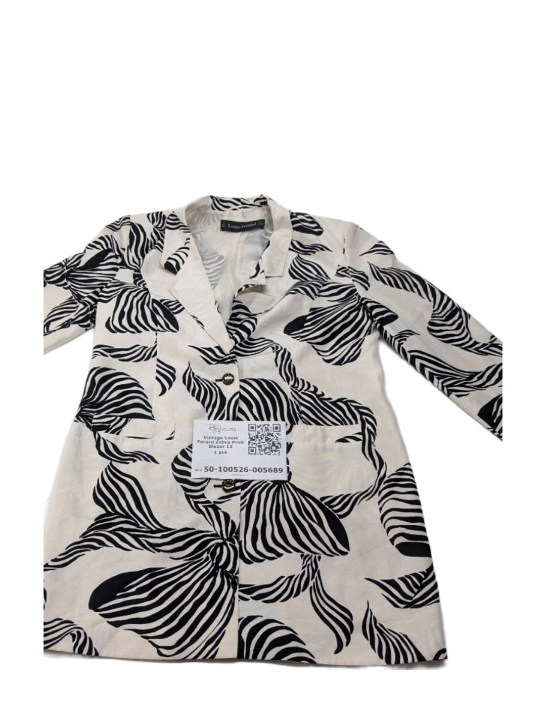 Vintage Louis Ferard Zebra Print Blazer 12 1 pc