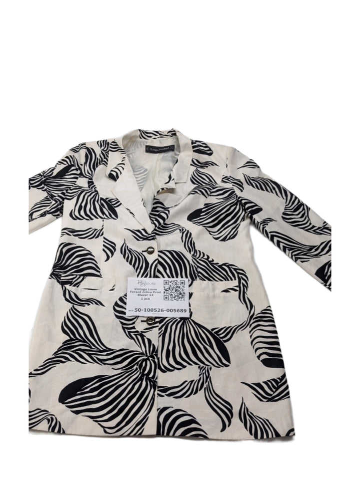 Vintage Louis Ferard Zebra Print Blazer 12 1 pc