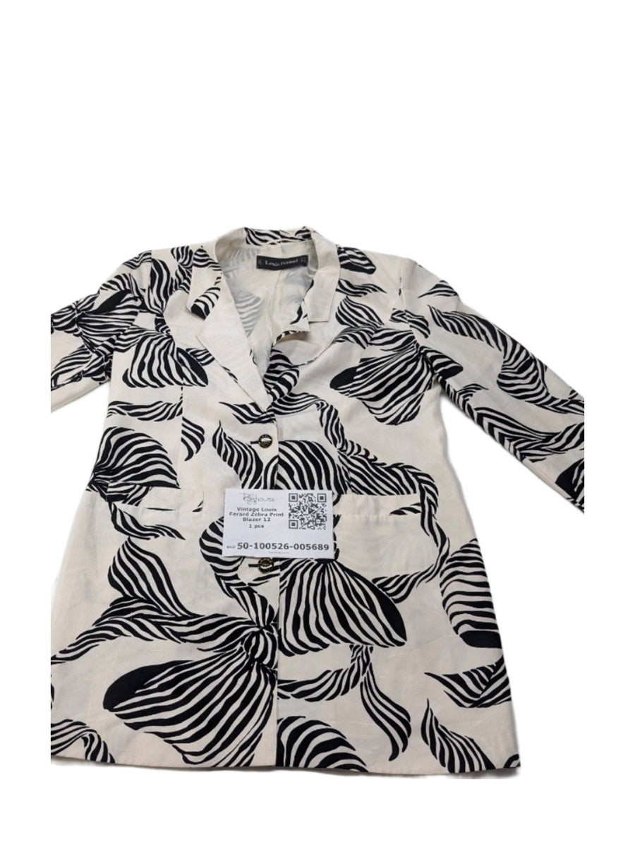 Vintage Louis Ferard Zebra Print Blazer 12 1 pc