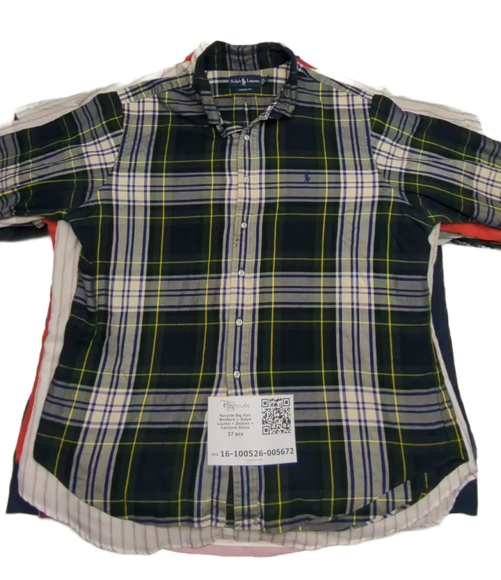 Recycle Big Size Western + Ralph Lauren + Dickies + Carhartt Shirts 27 pcs