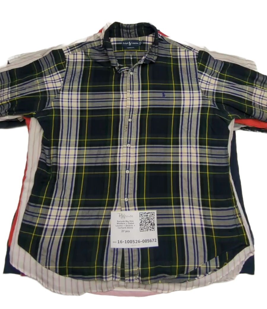Recycle Big Size Western + Ralph Lauren + Dickies + Carhartt Shirts 27 pcs
