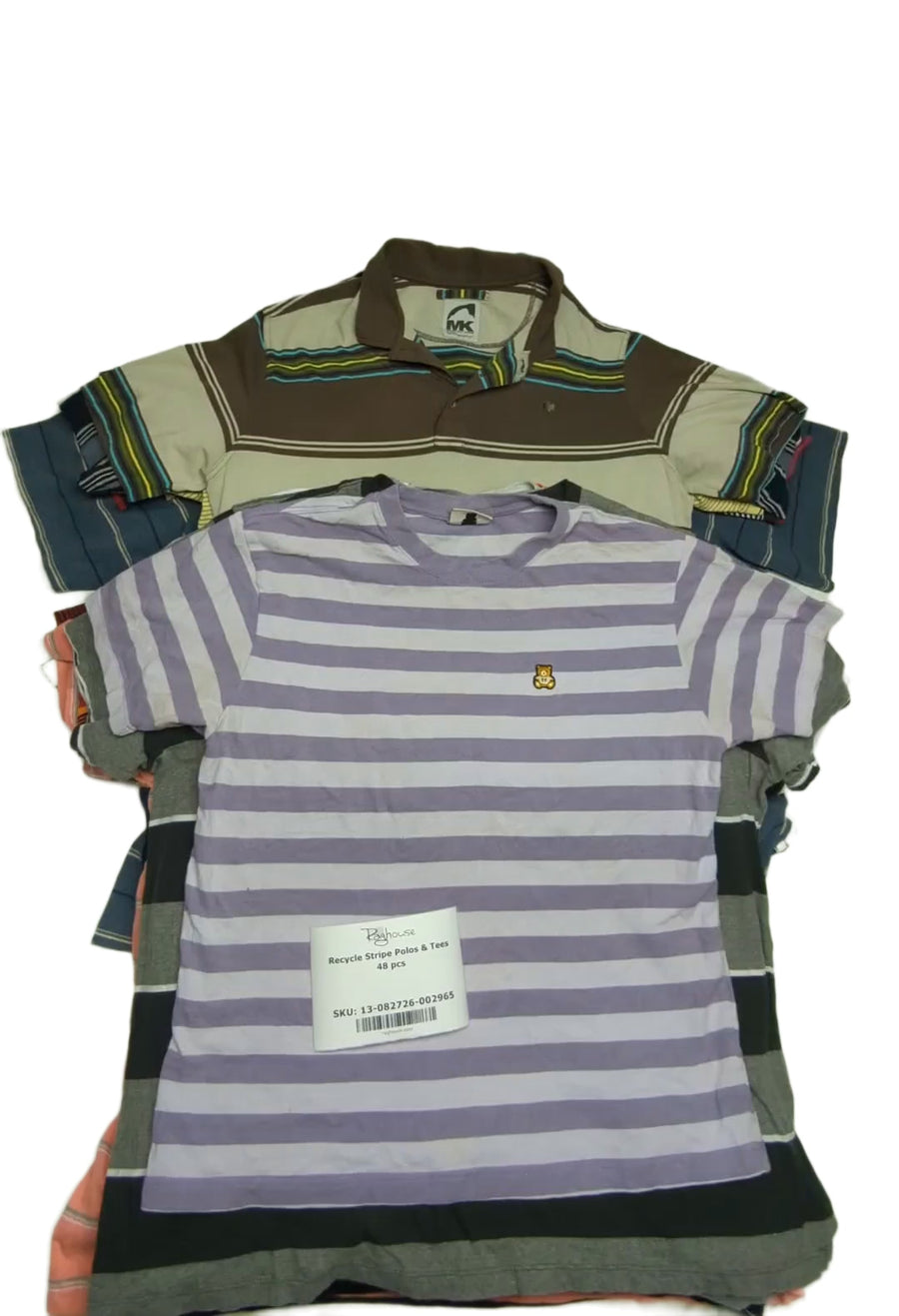 Recycle Stripe Polos & Tees 48 pcs