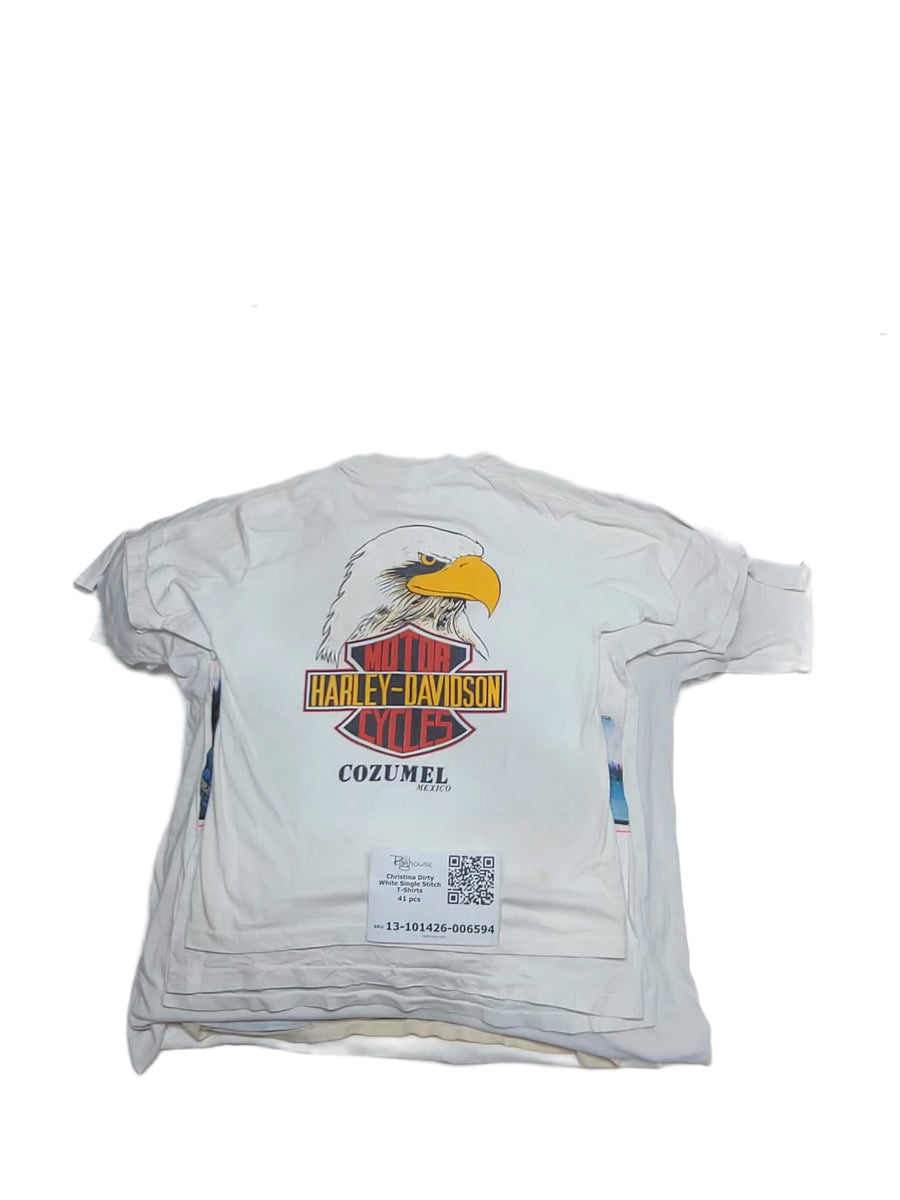 Christina Dirty White Single Stitch T-Shirts 41 pcs
