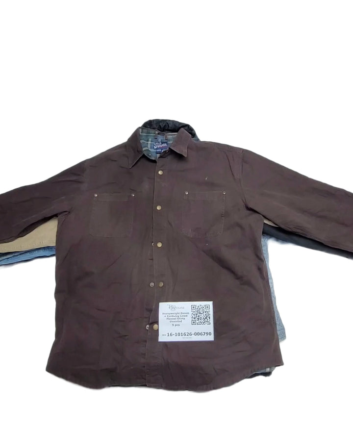 Heavyweight Denim + Corduroy Lined Flannel Shirts Unsorted 9 pcs