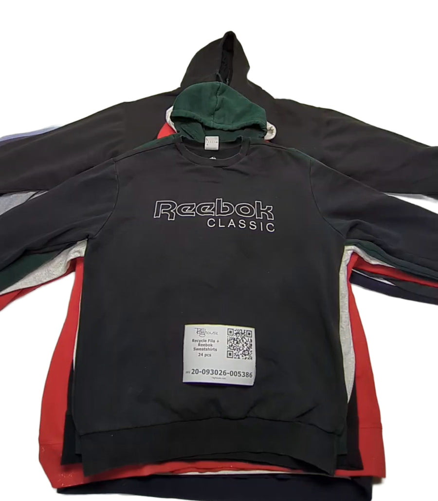 Recycle Fila + Reebok Sweatshirts 24 pcs