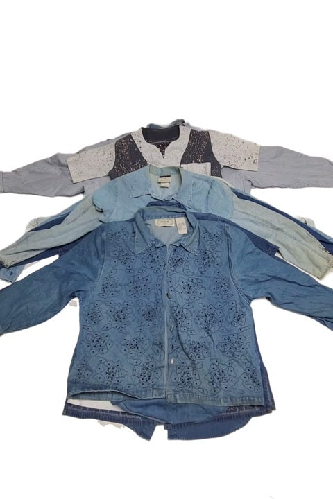 Recycle Denim Embroidered + Crop & More Blouses 33 pcs