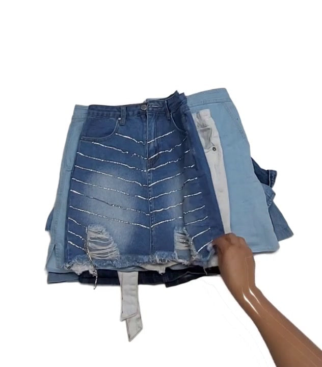 Recycle Denim Mini Skirts 28 pcs