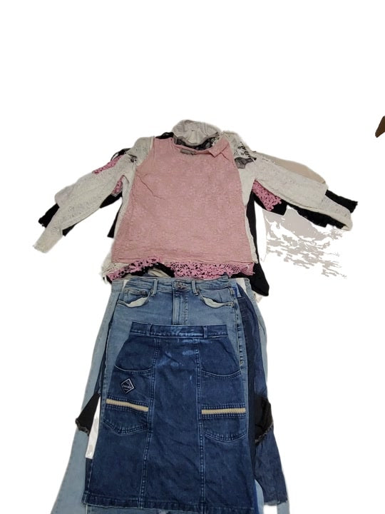 Recycle Denim Skirts + Bling Bling & Lace Blouses 55 pcs