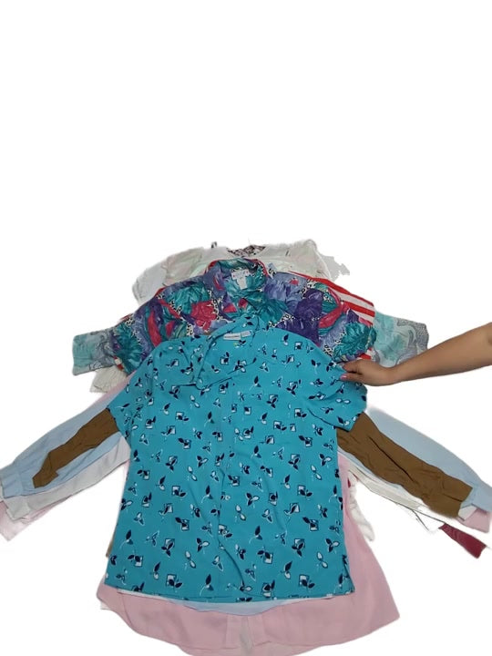 Recycle Women's Camp Shirts + Vintage Office Blouses + Dirty White Crops 93 pcs